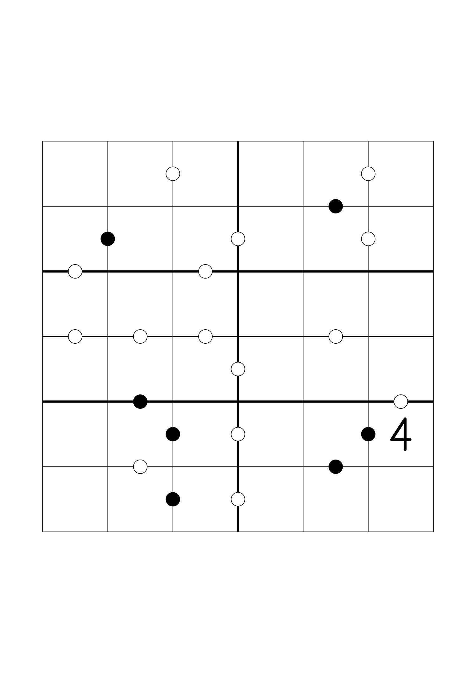 Hard 6x6 Kropki, as few given digits as the solution allows. Variant 1.
