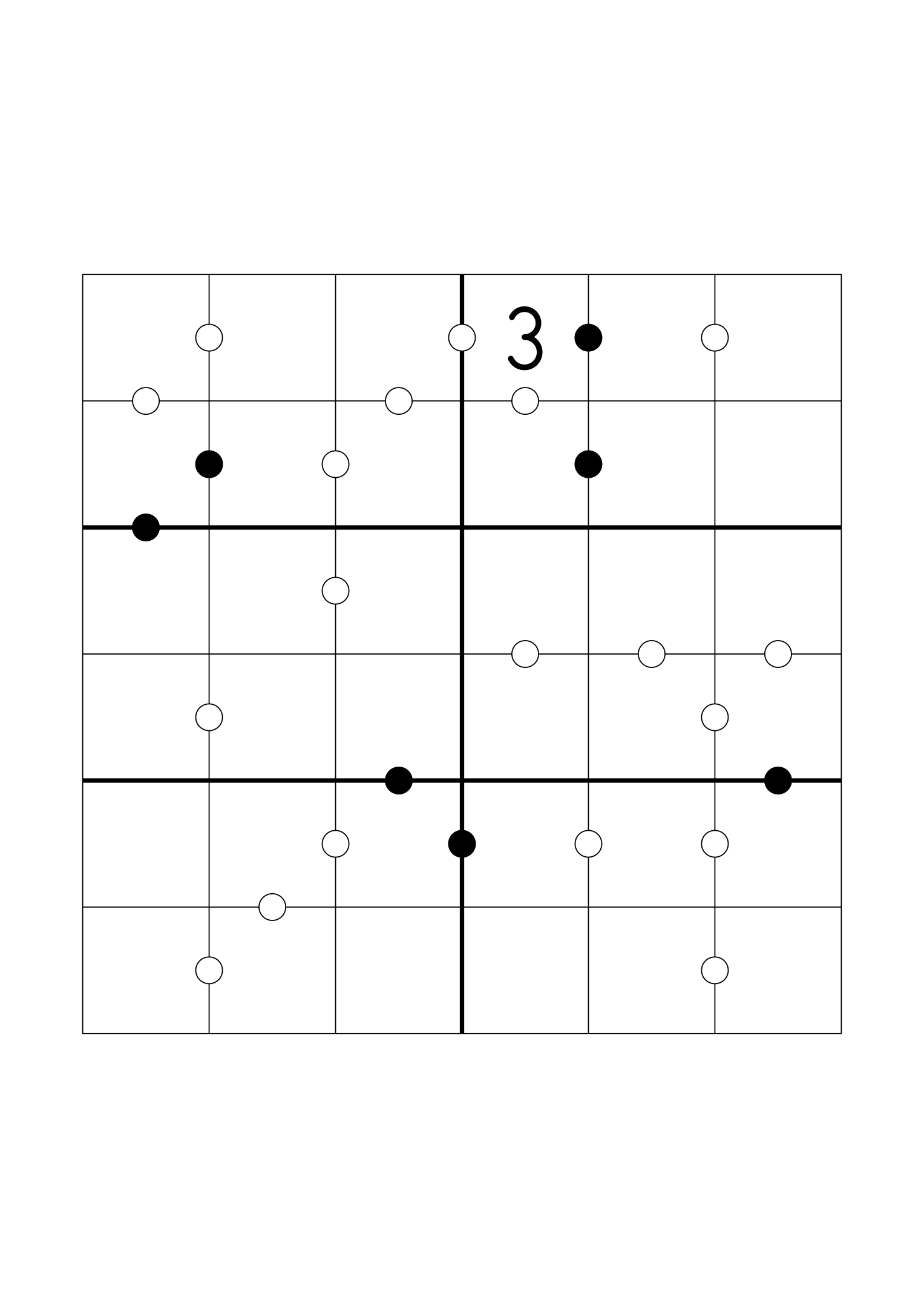 Hard 6x6 Kropki, as few given digits as the solution allows. Variant 2.