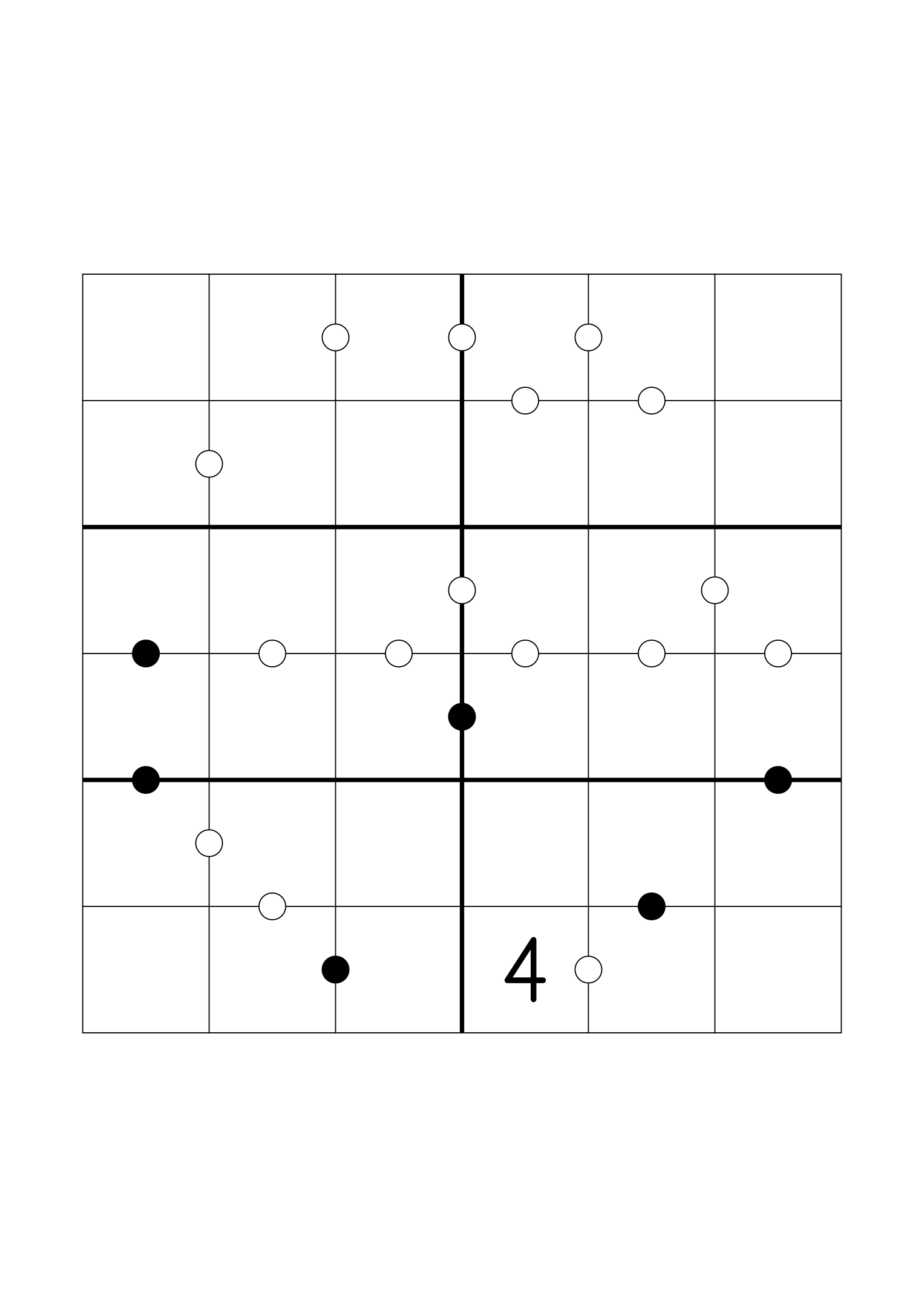 Hard 6x6 Kropki, as few given digits as the solution allows. Variant 3.