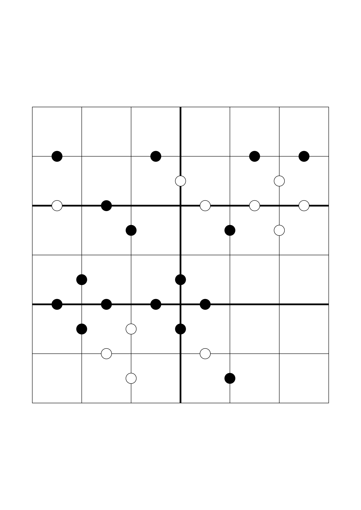 Hard 6x6 Kropki, as few given digits as the solution allows. Variant 5.