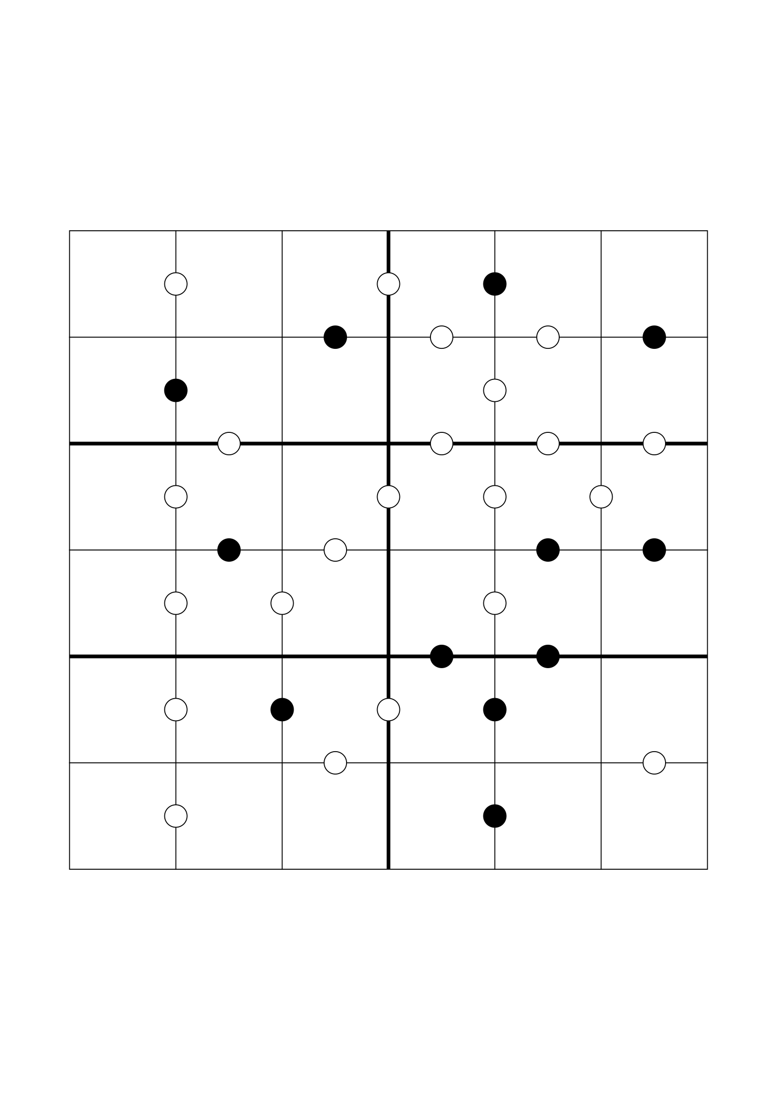 Hard 6x6 Kropki, as few given digits as the solution allows. Variant 6.