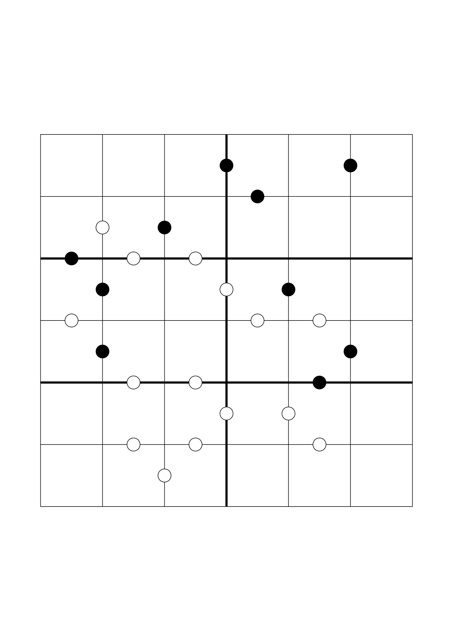 Hard 6x6 Kropki, as few given digits as the solution allows. Variant 7.