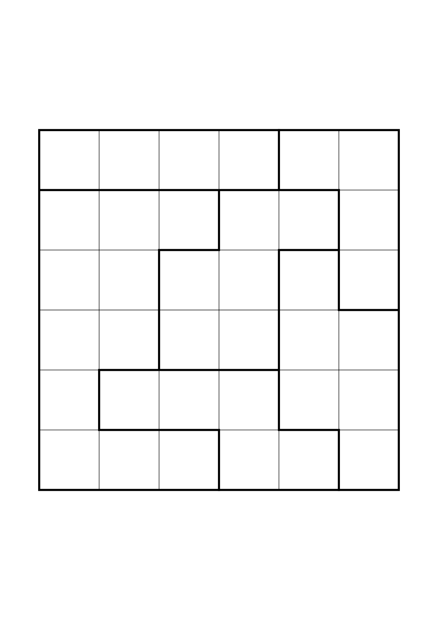 Hard 6x6 star battle, where a star sometimes has to be tried in your head, one large grid on the page. Level: Hard. Variant 3.