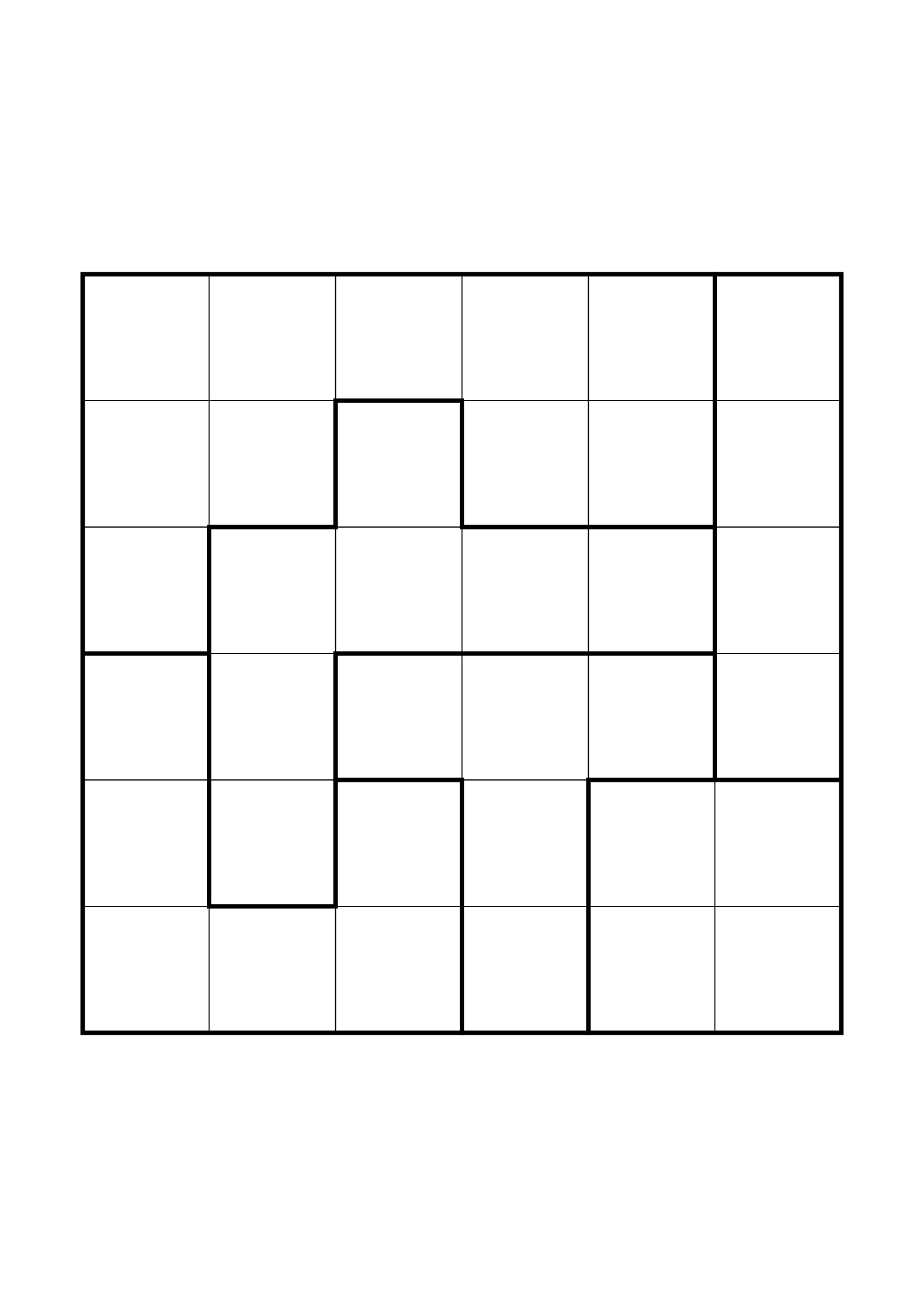 Hard 6x6 star battle, where a star sometimes has to be tried in your head, one large grid on the page. Level: Hard. Variant 4.