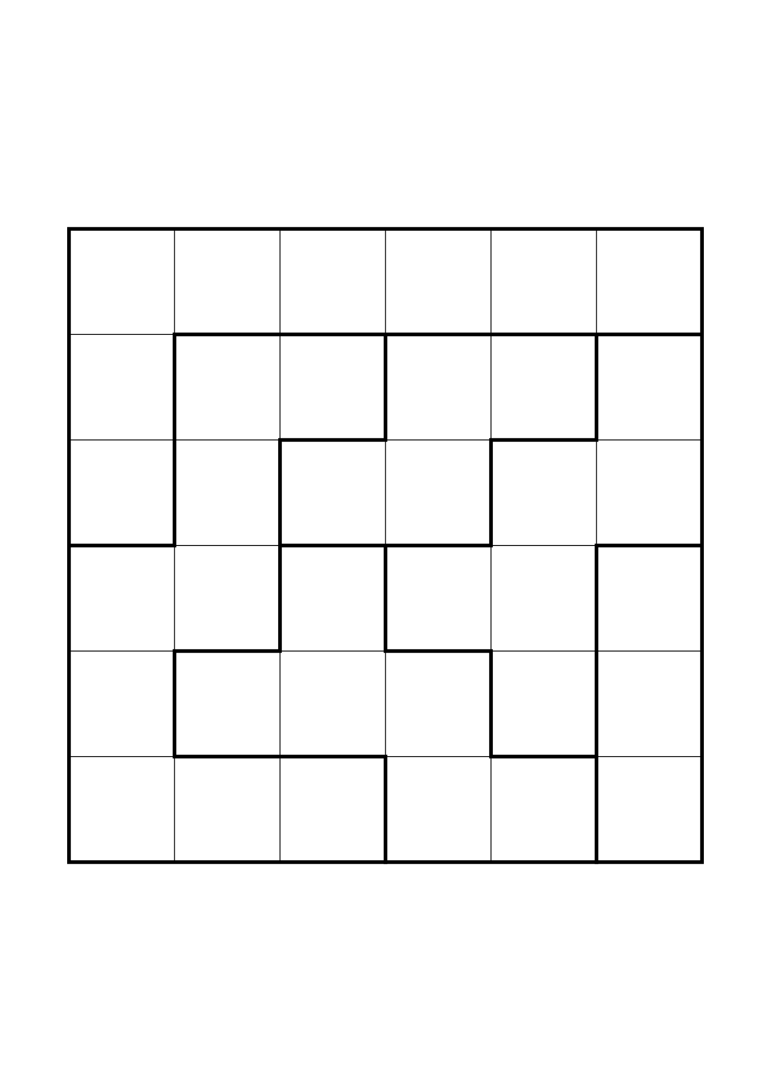 Hard 6x6 star battle, where a star sometimes has to be tried in your head, one large grid on the page. Level: Hard. Variant 7.