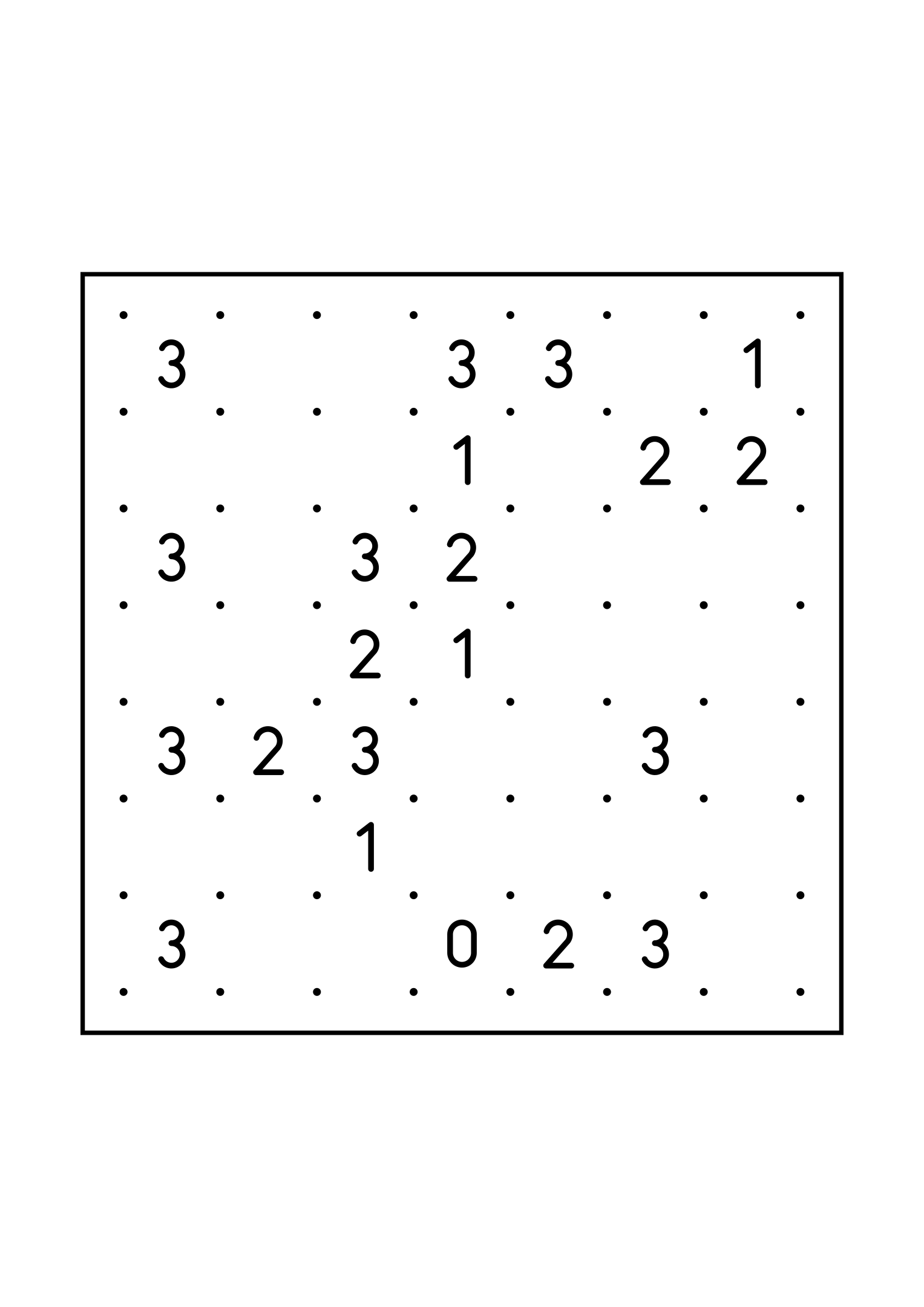 Hard 7x7 slitherlink, where a line sometimes has to be tried in your head, one large grid on the page. Level: Hard. Variant 1.