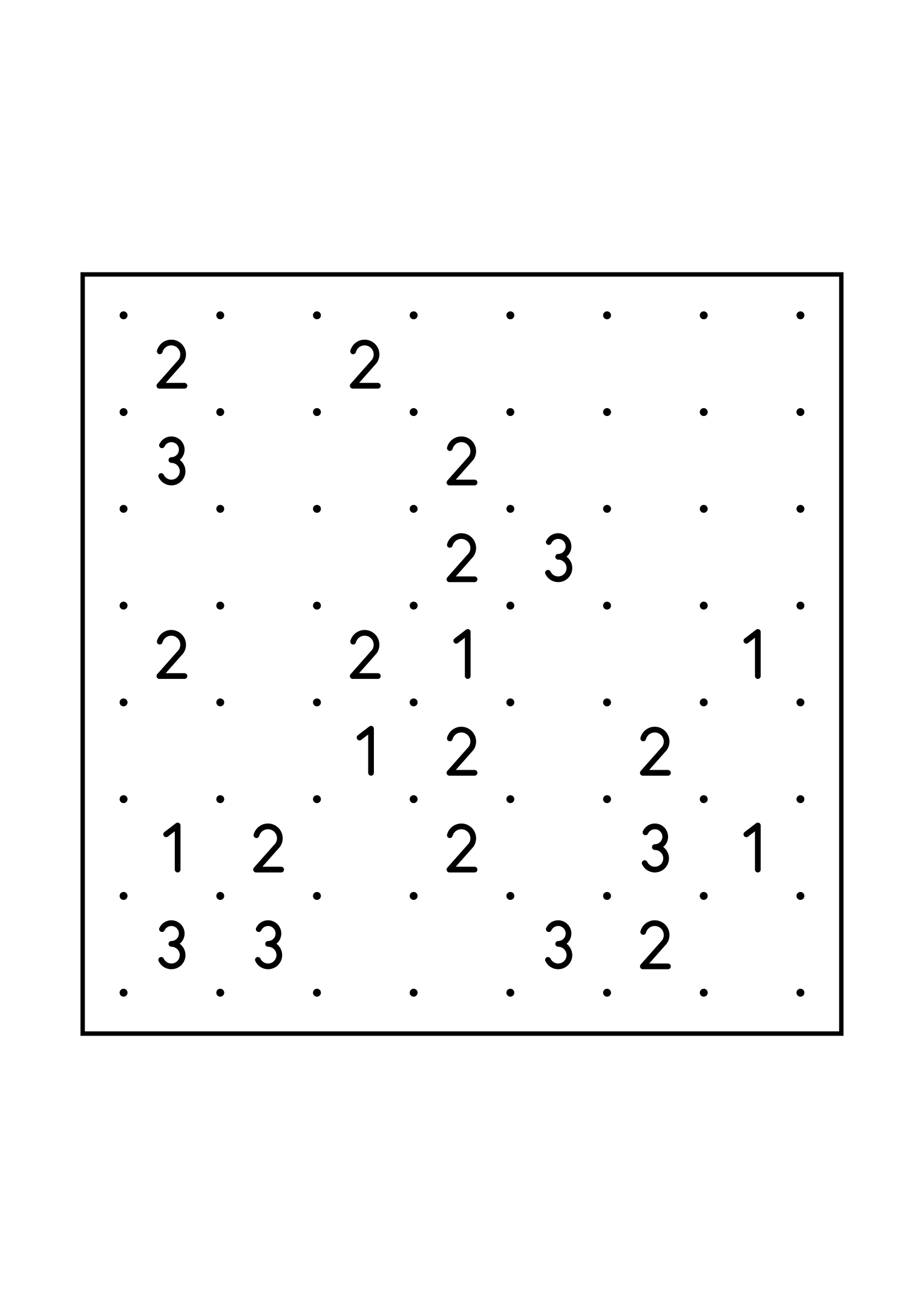 Hard 7x7 slitherlink, where a line sometimes has to be tried in your head, one large grid on the page. Level: Hard. Variant 2.
