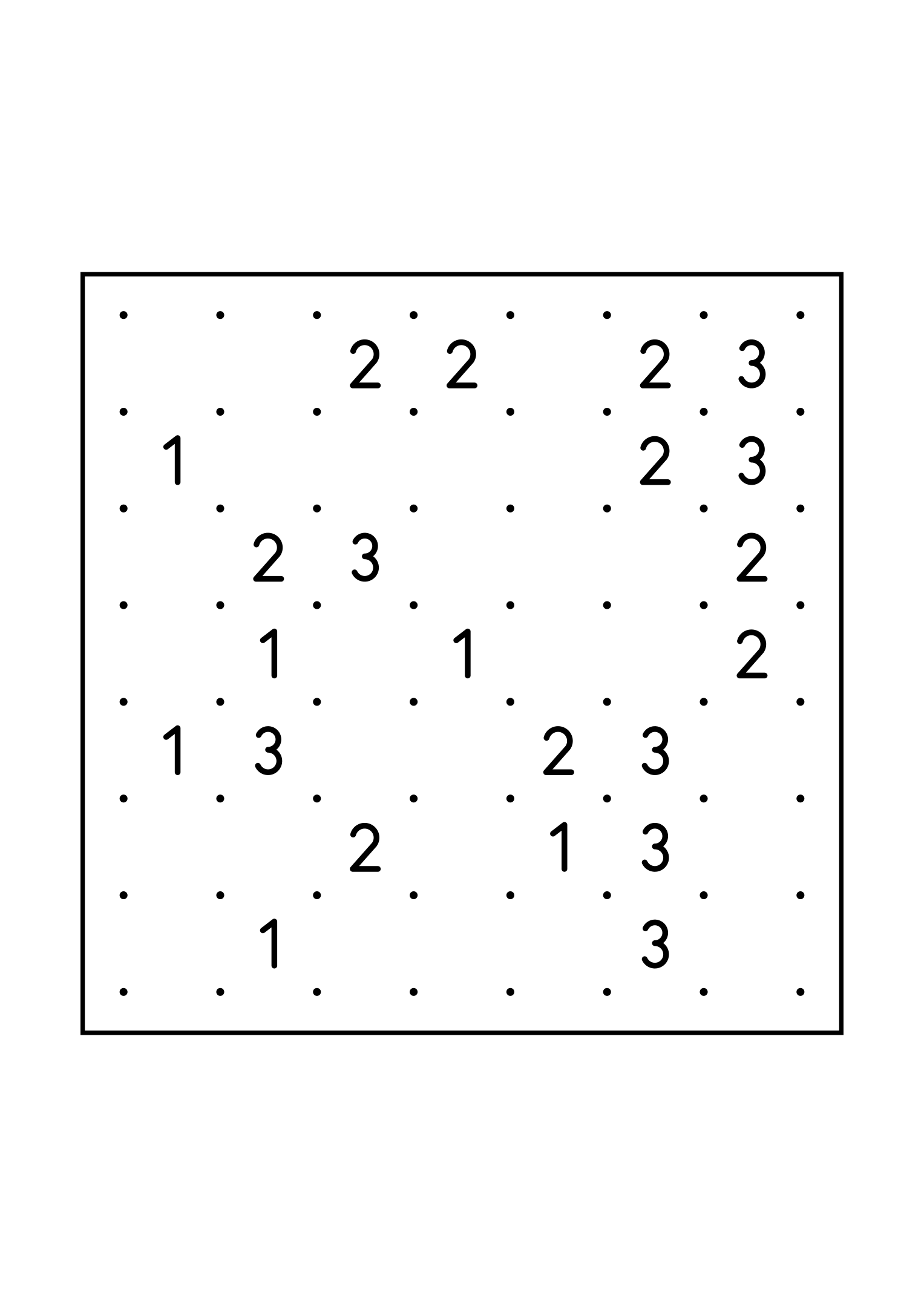 Hard 7x7 slitherlink, where a line sometimes has to be tried in your head, one large grid on the page. Level: Hard. Variant 3.