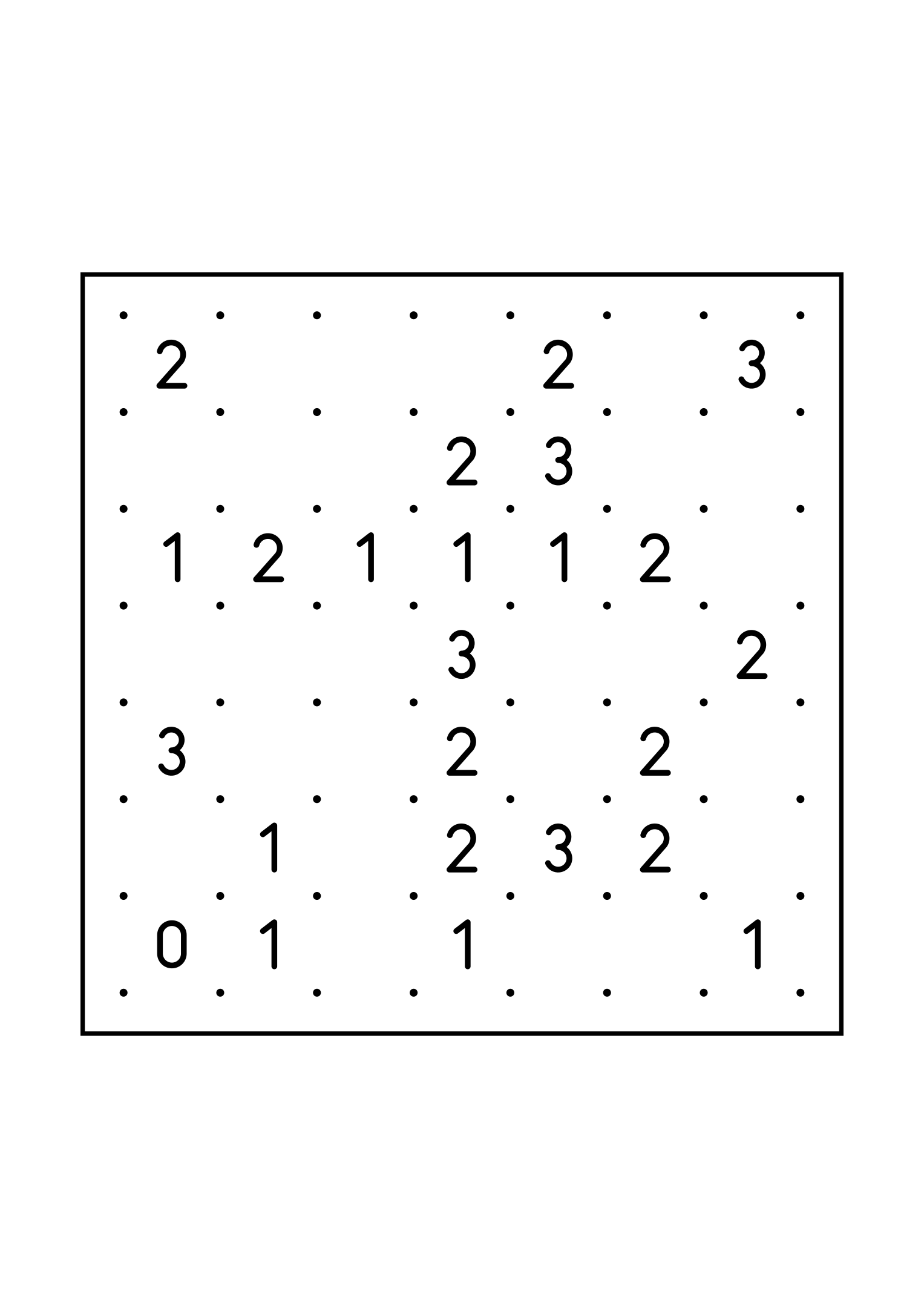 Hard 7x7 slitherlink, where a line sometimes has to be tried in your head, one large grid on the page. Level: Hard. Variant 6.