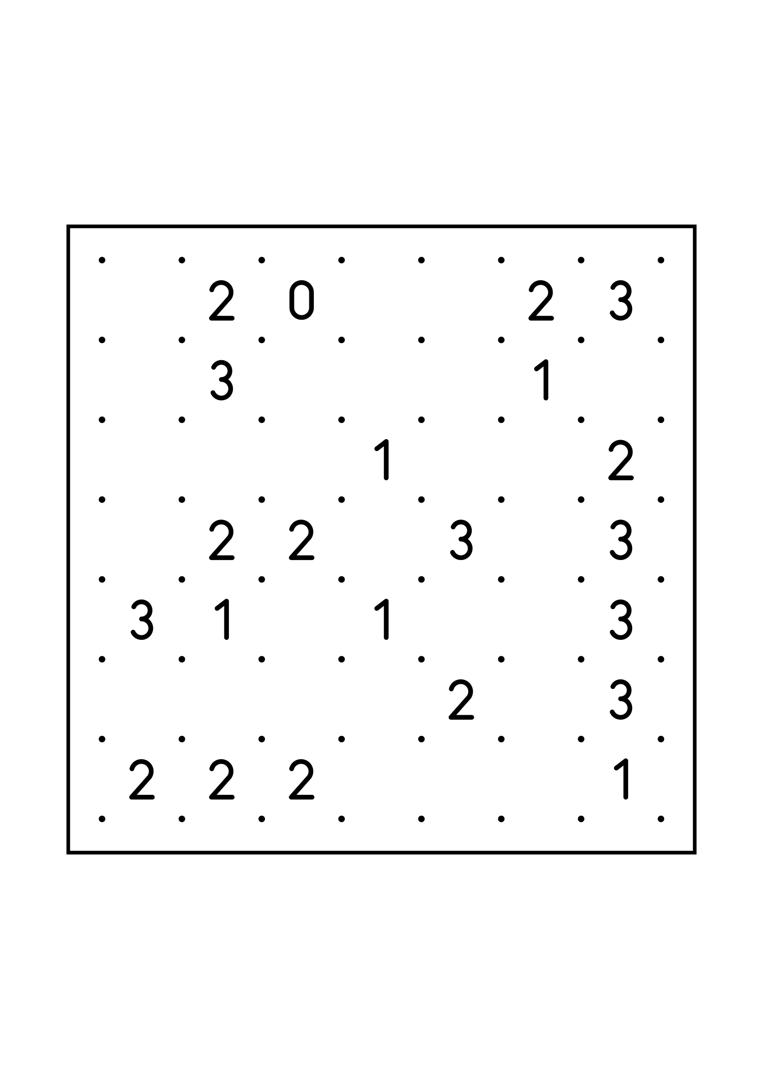 Hard 7x7 slitherlink, where a line sometimes has to be tried in your head, one large grid on the page. Level: Hard. Variant 7.
