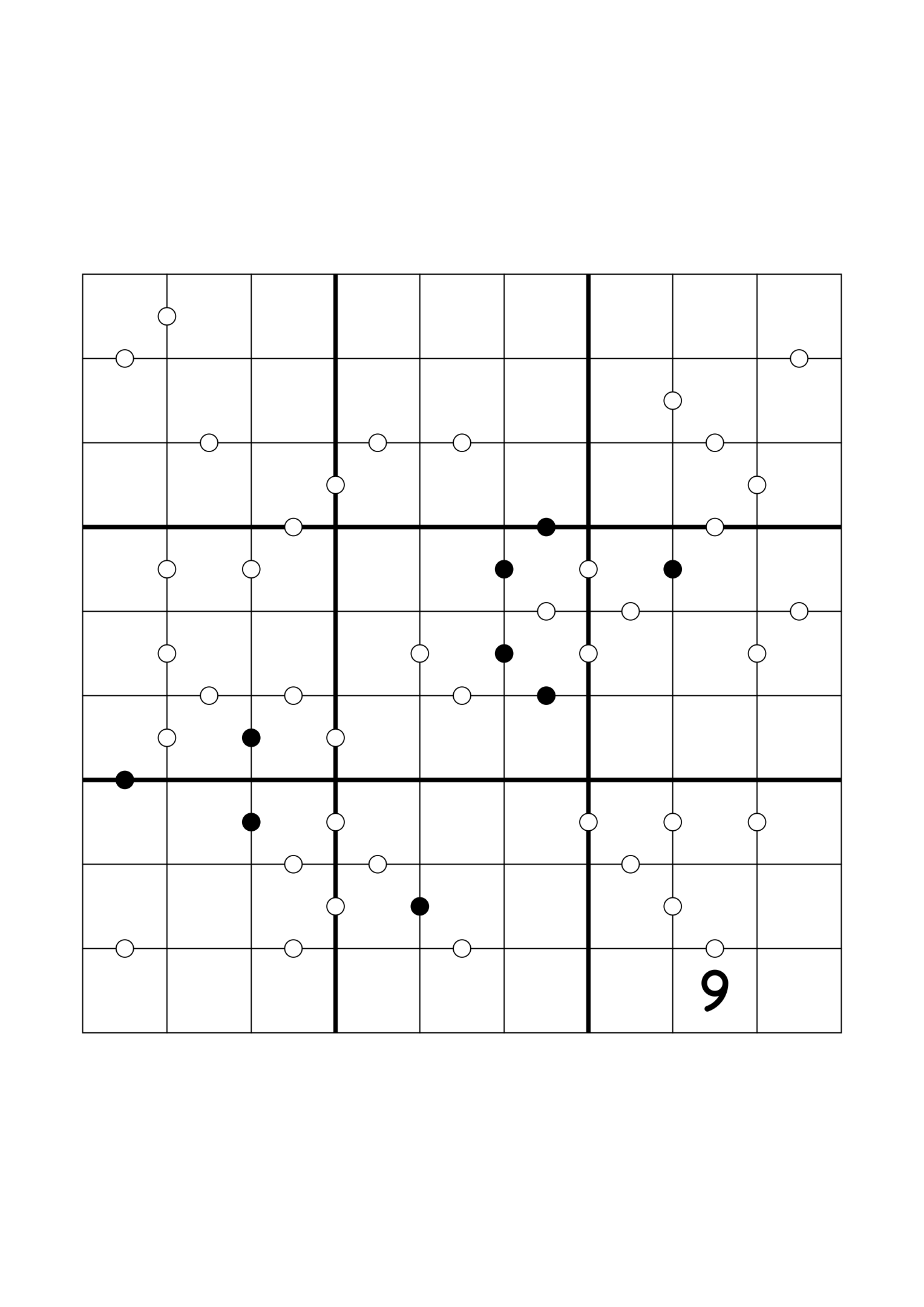 Hard 9x9 Kropki sudoku, usually down to one or two given digits. Variant 4.