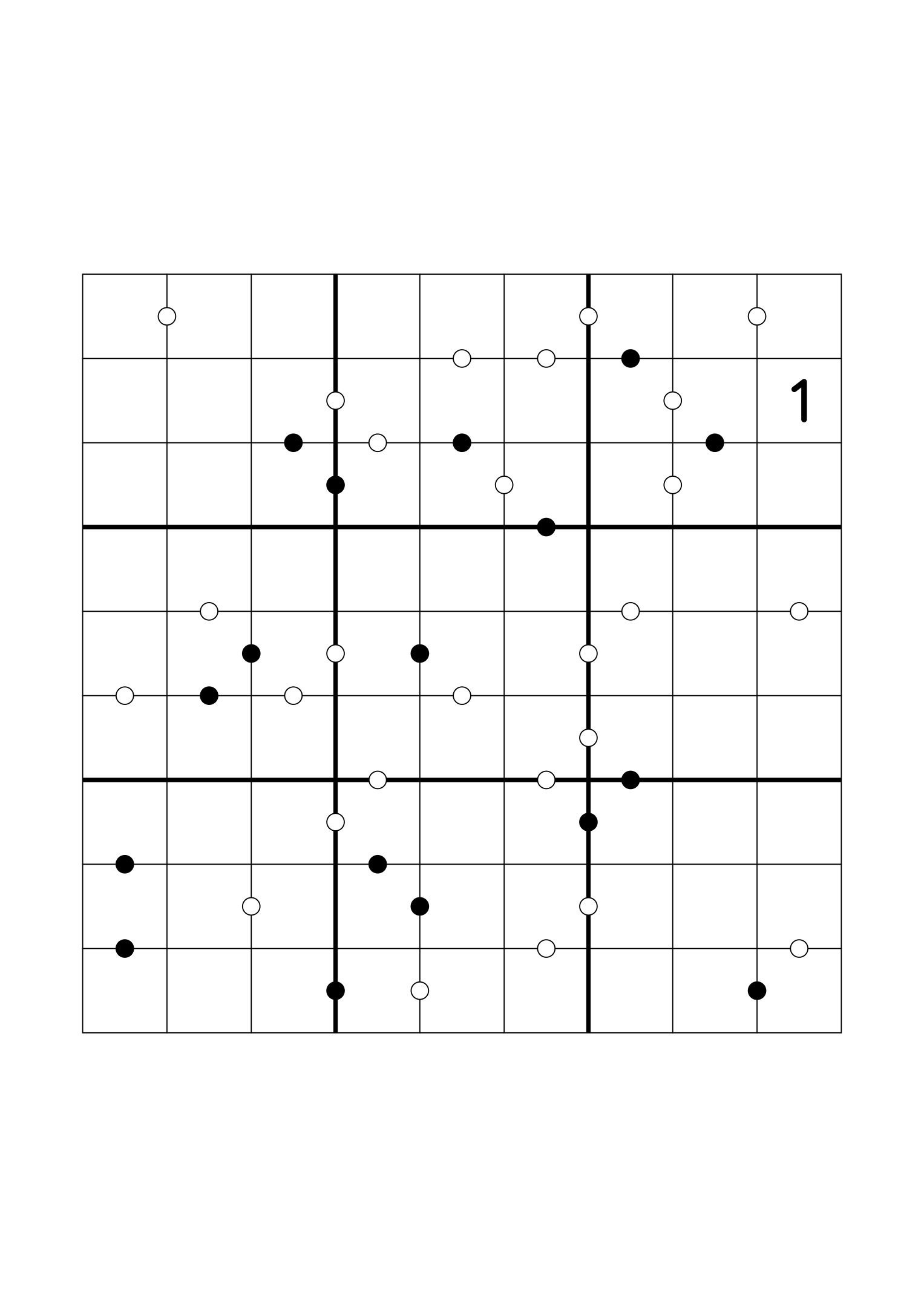 Hard 9x9 Kropki sudoku, usually down to one or two given digits. Variant 6.