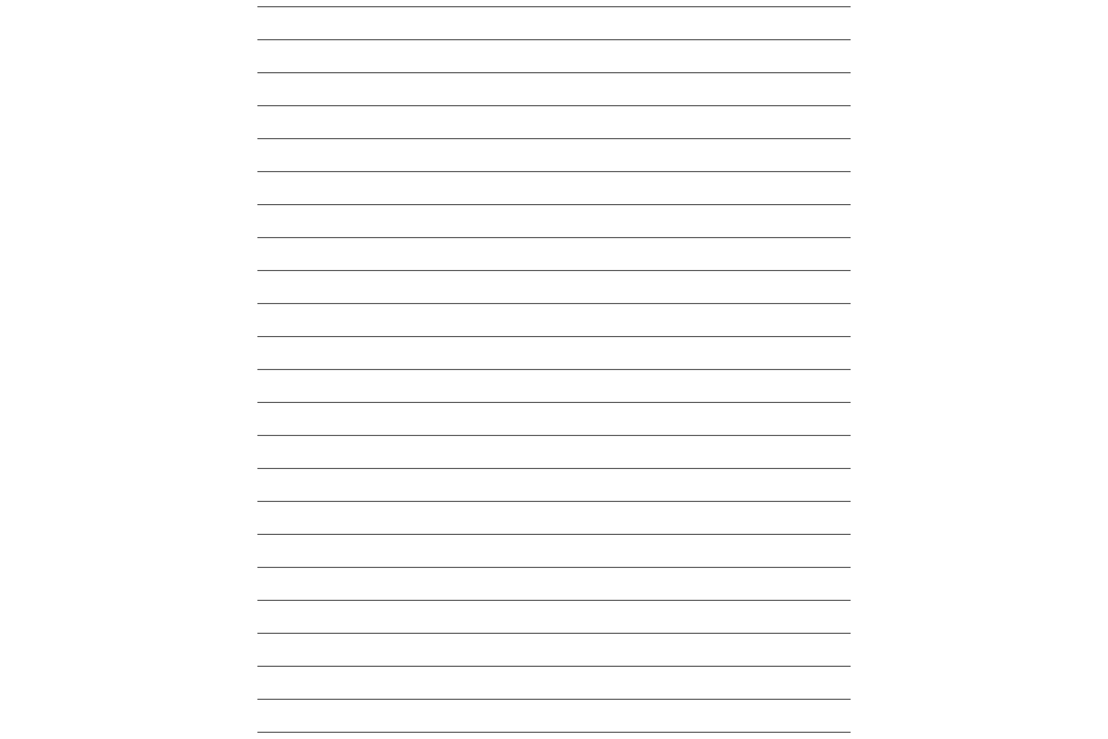 Lined paper with evenly spaced horizontal lines, in black and white.