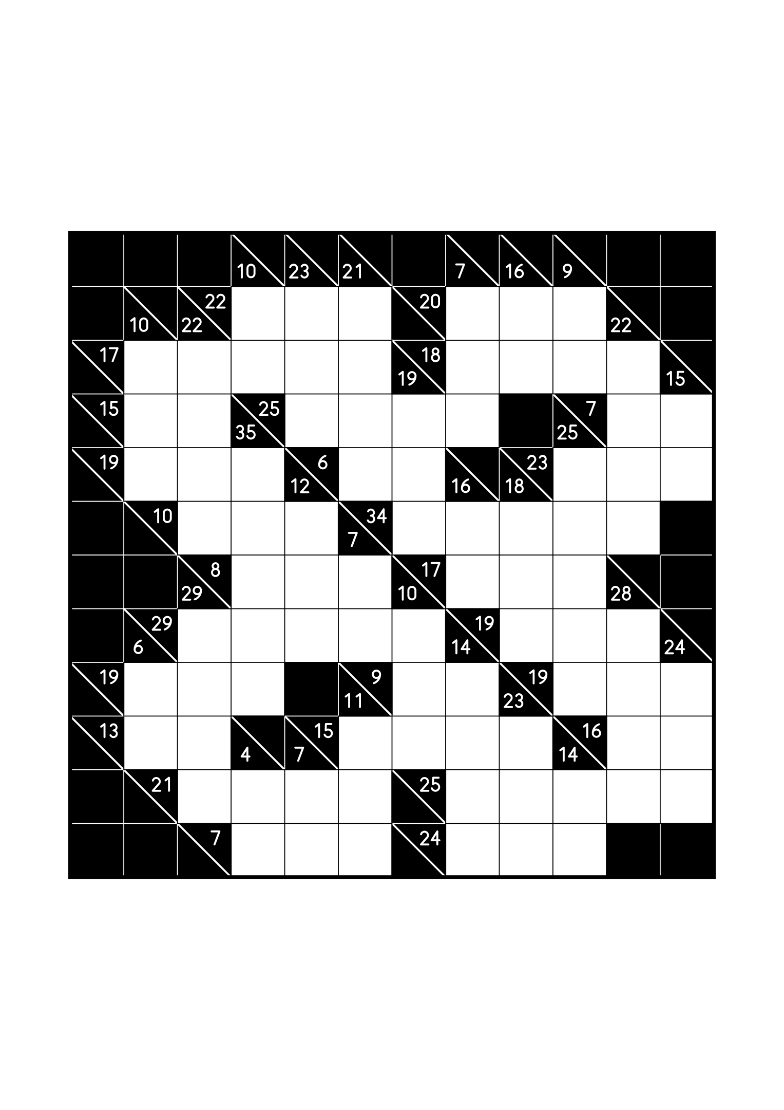 Medium 12x12 kakuro, where the digits of each combination must find their cells, one large grid on the page. Level: Medium. Variant 8.