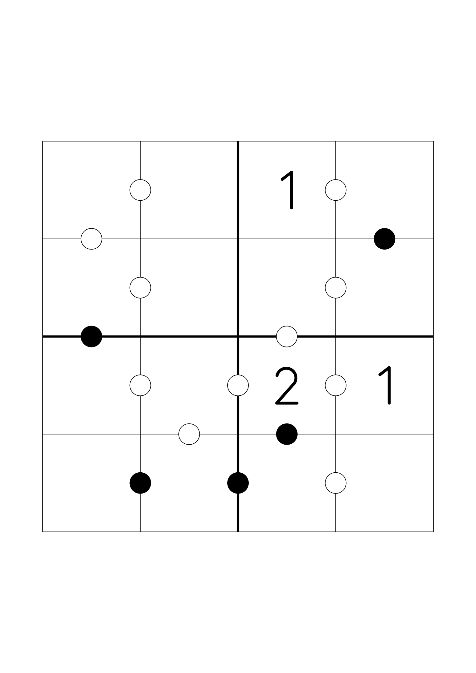 Medium 4x4 Kropki on its own page: three digits given, the dots doing most of the work. Variant 1.