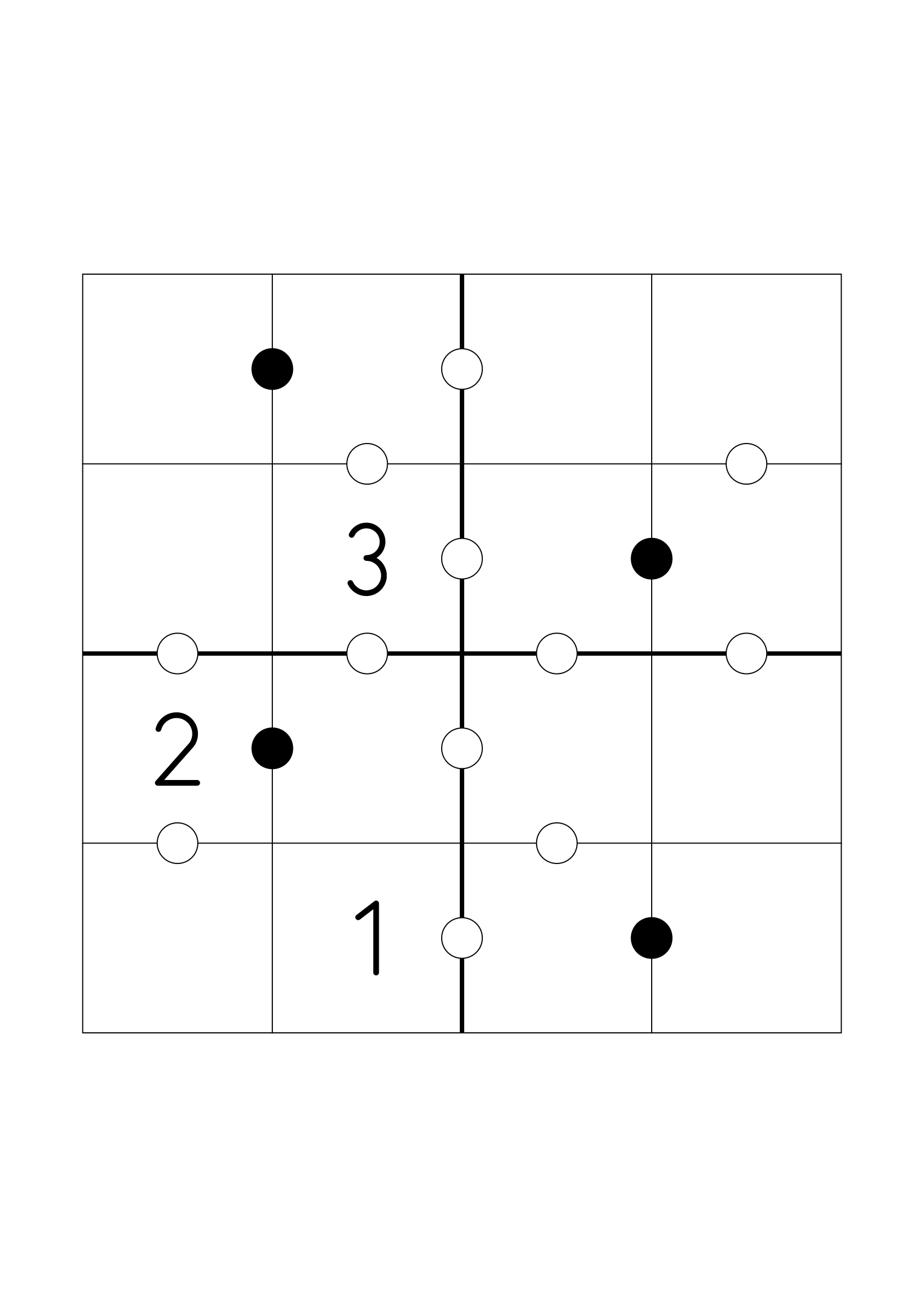 Medium 4x4 Kropki on its own page: three digits given, the dots doing most of the work. Variant 5.
