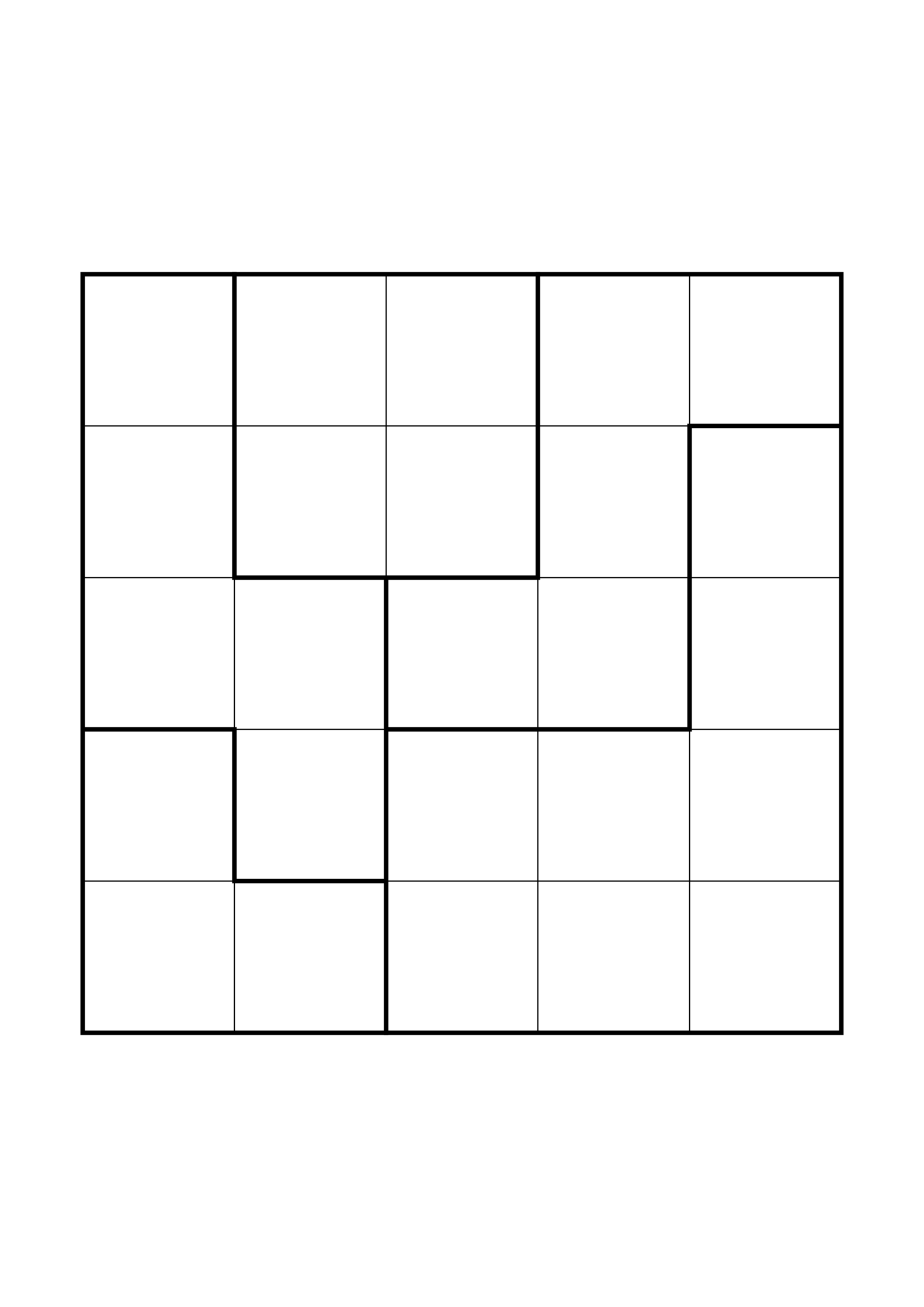 Medium 5x5 star battle, where two or three regions must be read together, one large grid on the page. Level: Medium. Variant 5.
