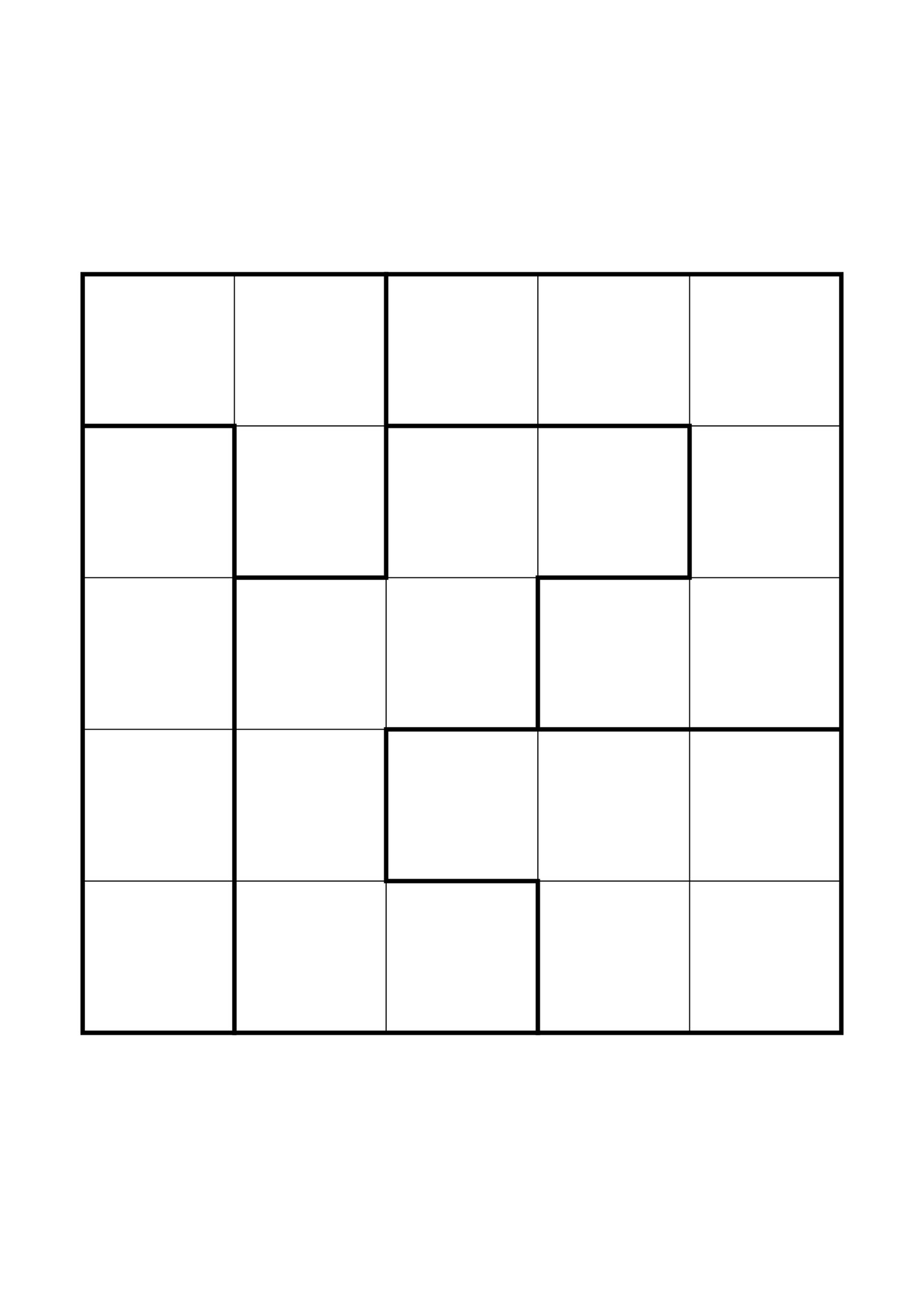 Medium 5x5 star battle, where two or three regions must be read together, one large grid on the page. Level: Medium. Variant 7.