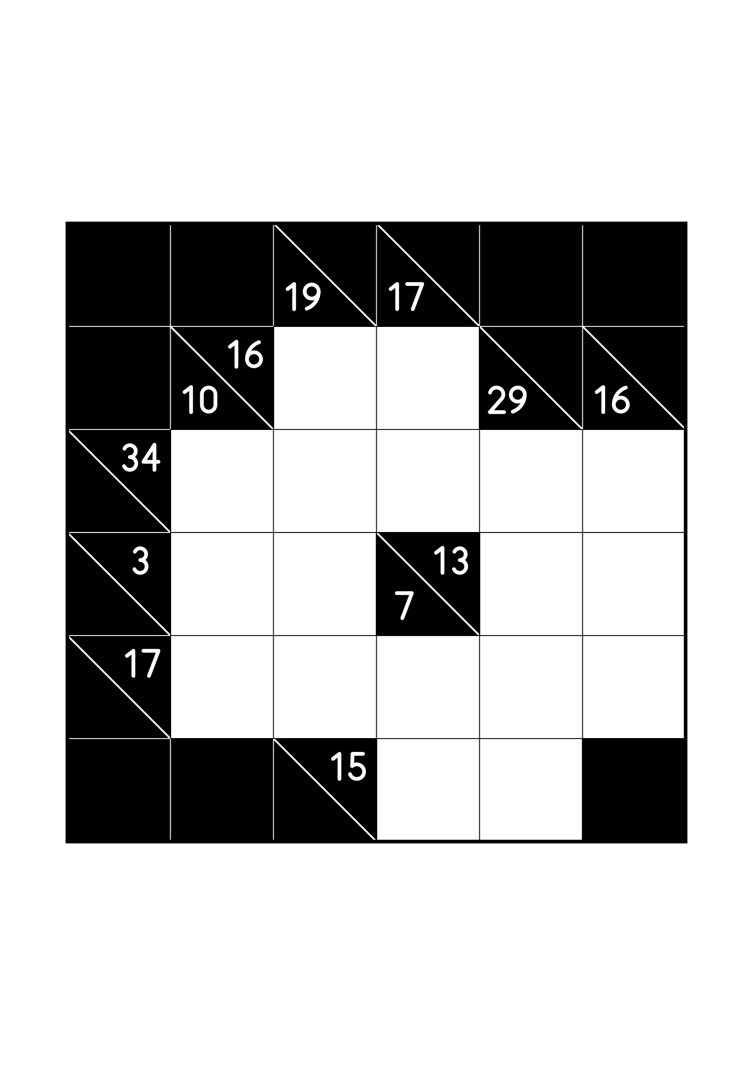 Medium 6x6 kakuro, where the digits of each combination must find their cells, one large grid on the page. Level: Medium. Variant 5.