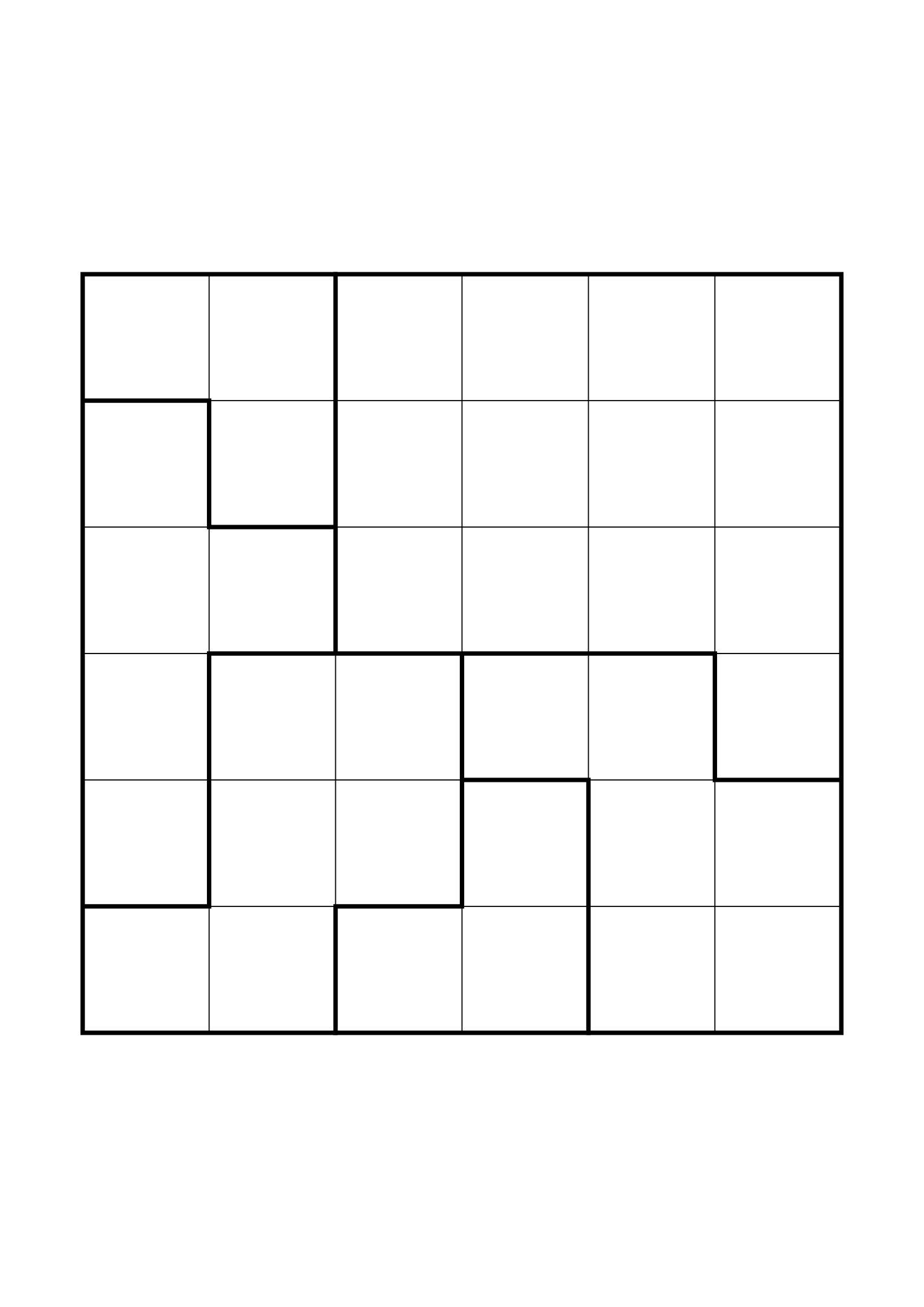 Medium 6x6 star battle, where two or three regions must be read together, one large grid on the page. Level: Medium. Variant 3.