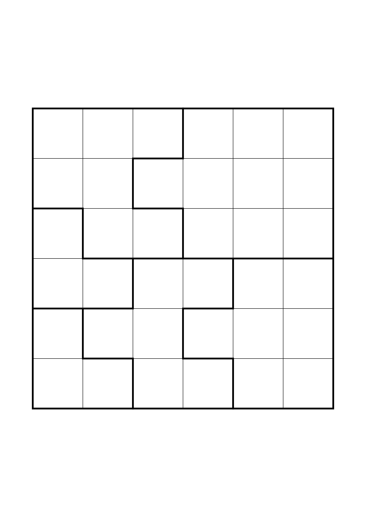 Medium 6x6 star battle, where two or three regions must be read together, one large grid on the page. Level: Medium. Variant 4.
