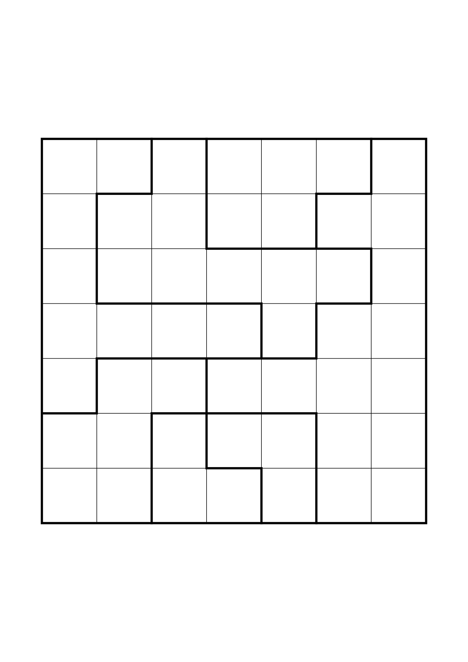 Medium 7x7 star battle, where two or three regions must be read together, one large grid on the page. Level: Medium. Variant 1.