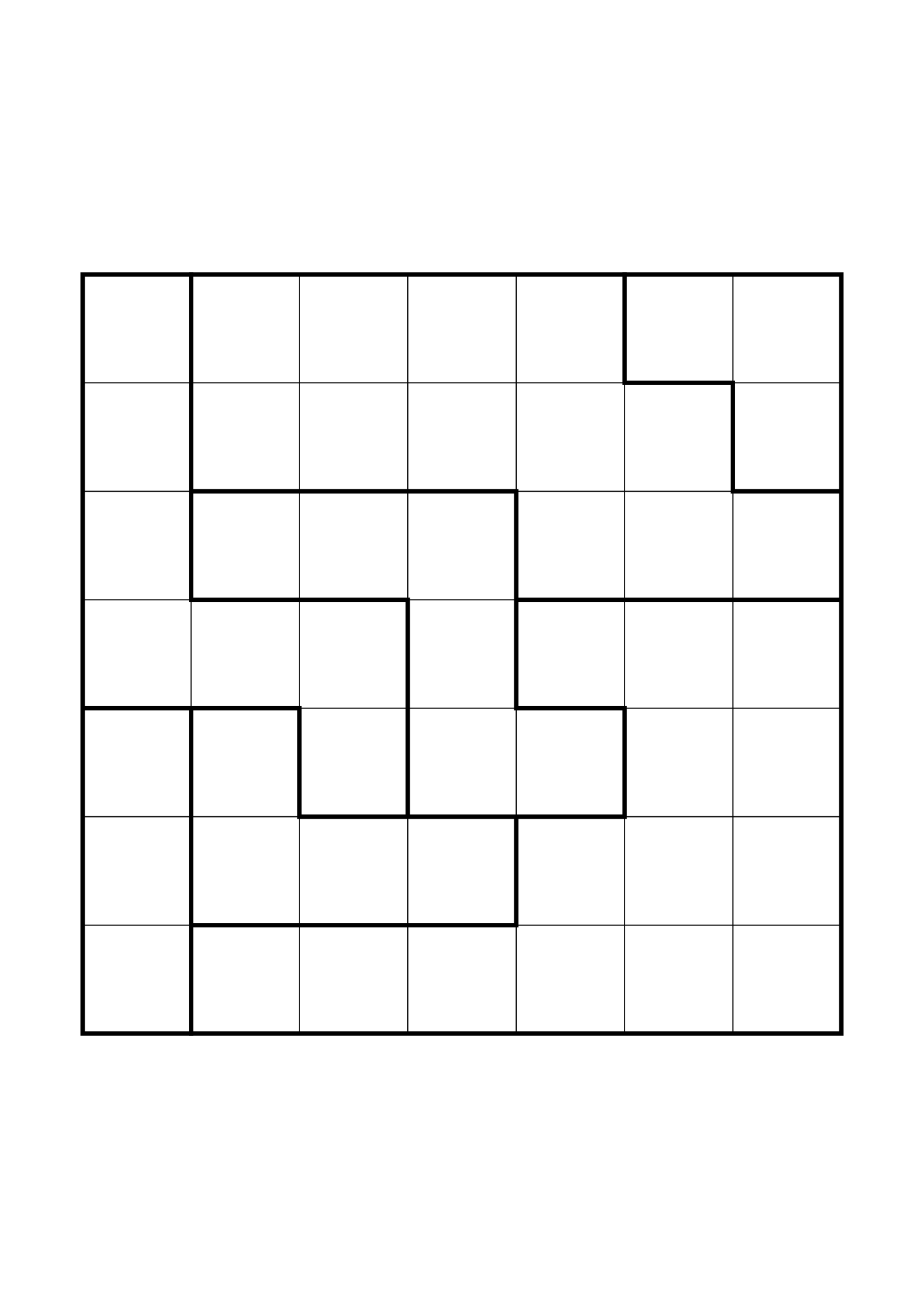 Medium 7x7 star battle, where two or three regions must be read together, one large grid on the page. Level: Medium. Variant 2.