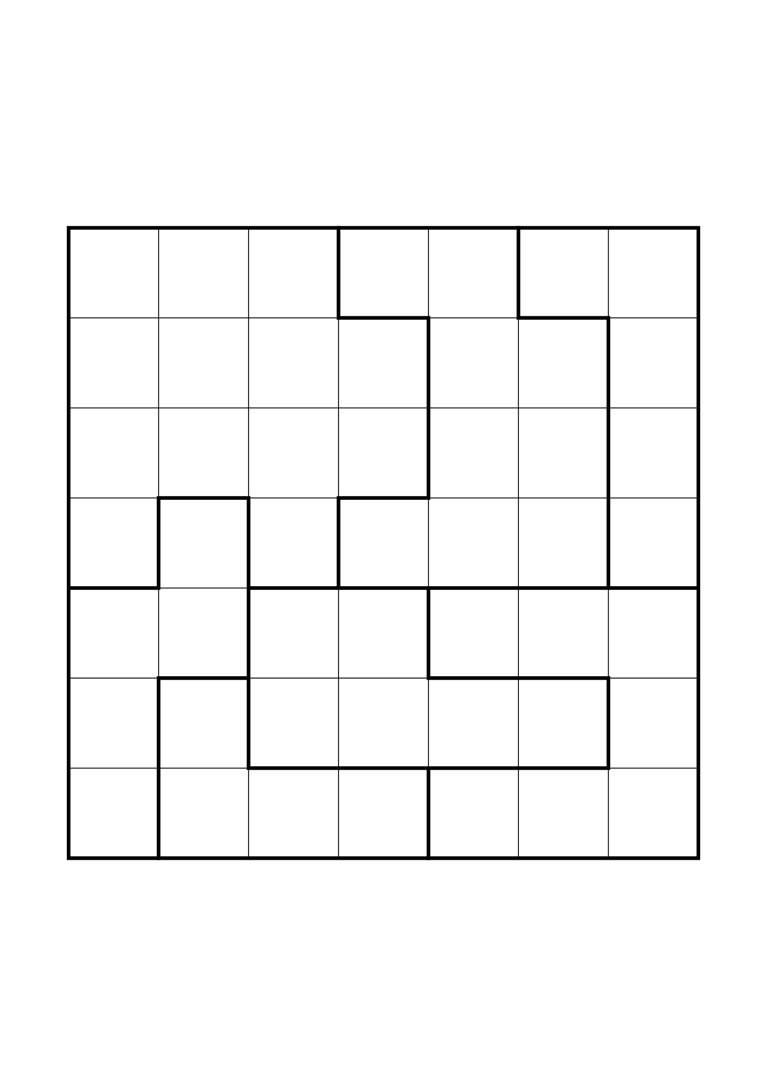 Medium 7x7 star battle, where two or three regions must be read together, one large grid on the page. Level: Medium. Variant 6.