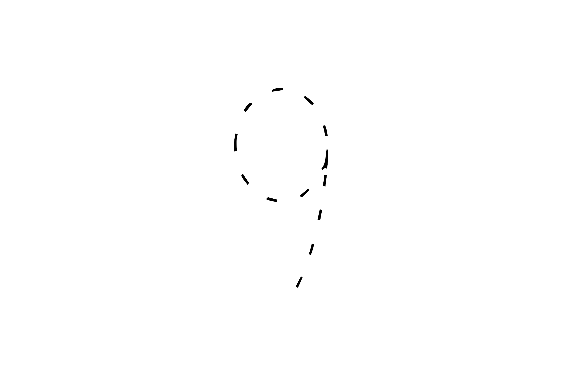 Large dotted outline of the number 9 in the center on a white background.