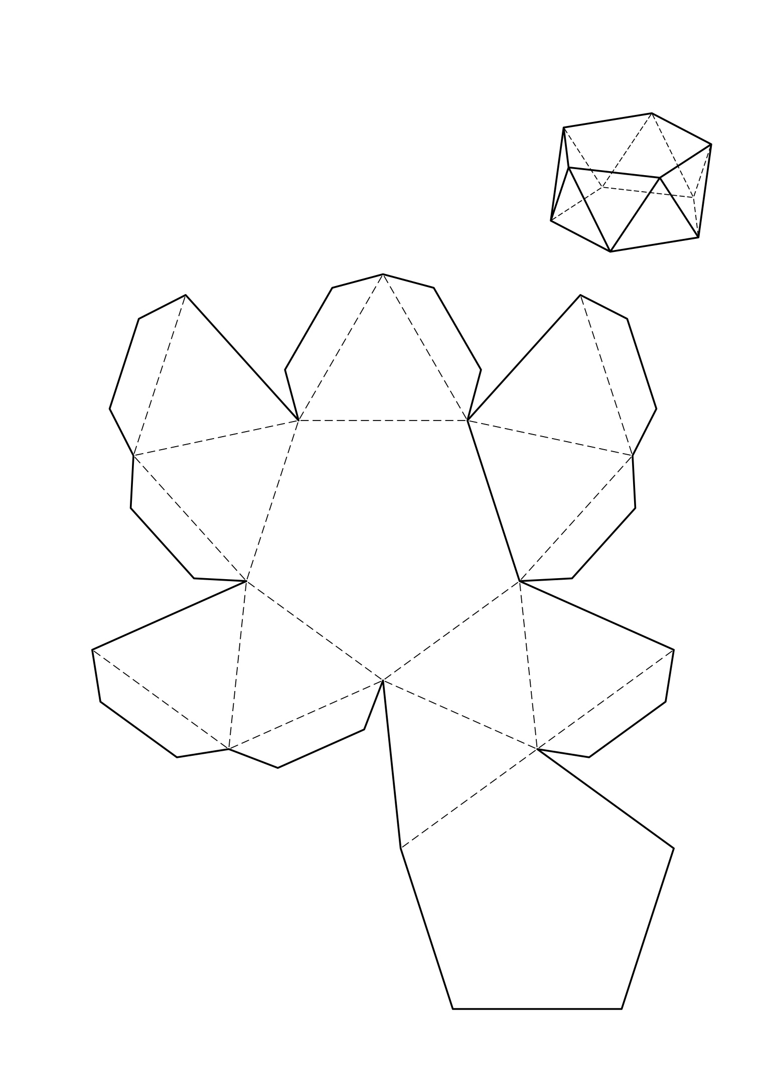Pentagonal antiprism net: two pentagons and a zigzag band of ten triangles.
