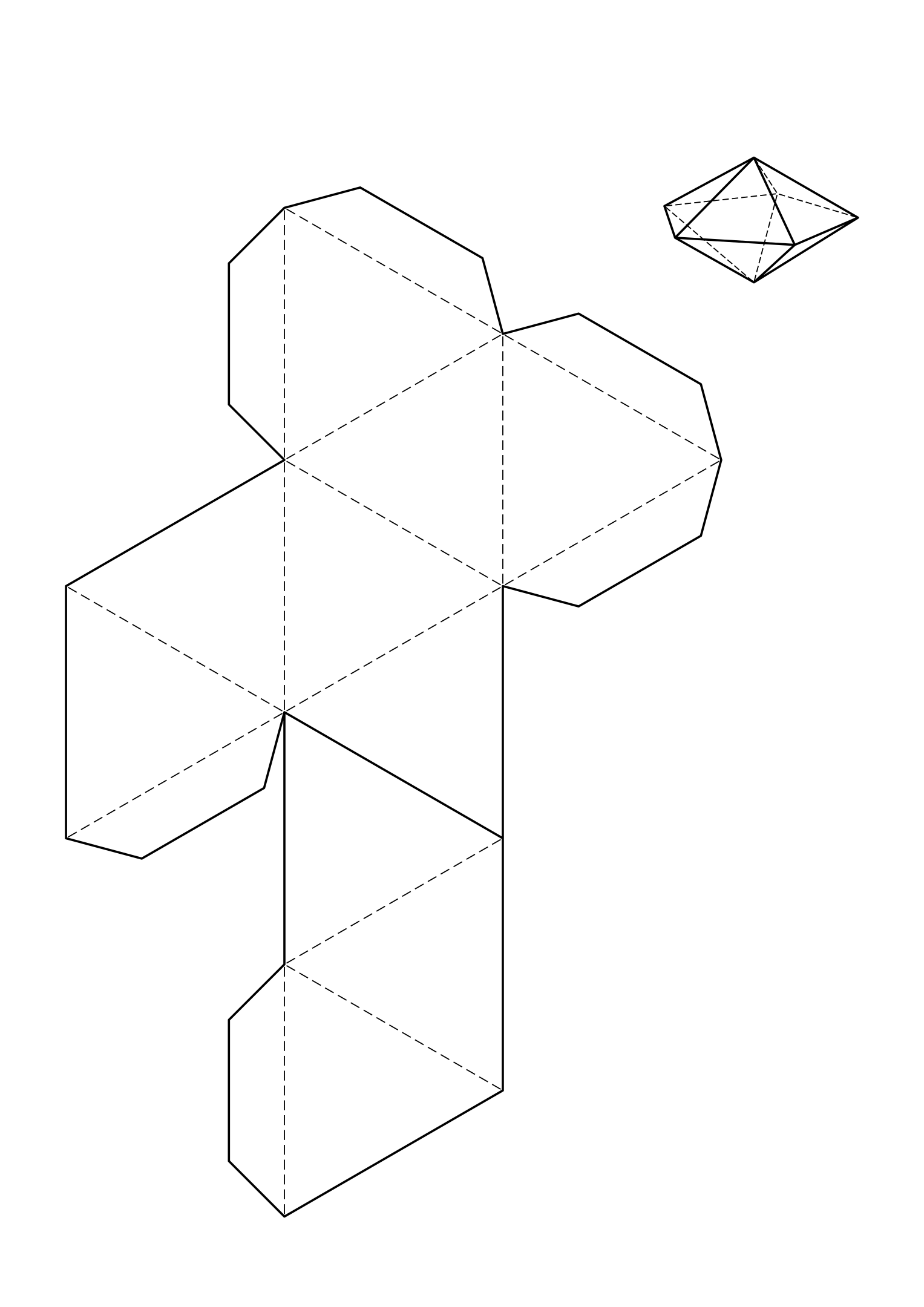 Pentagonal bipyramid net: ten triangles, five above and five below a hidden pentagon.