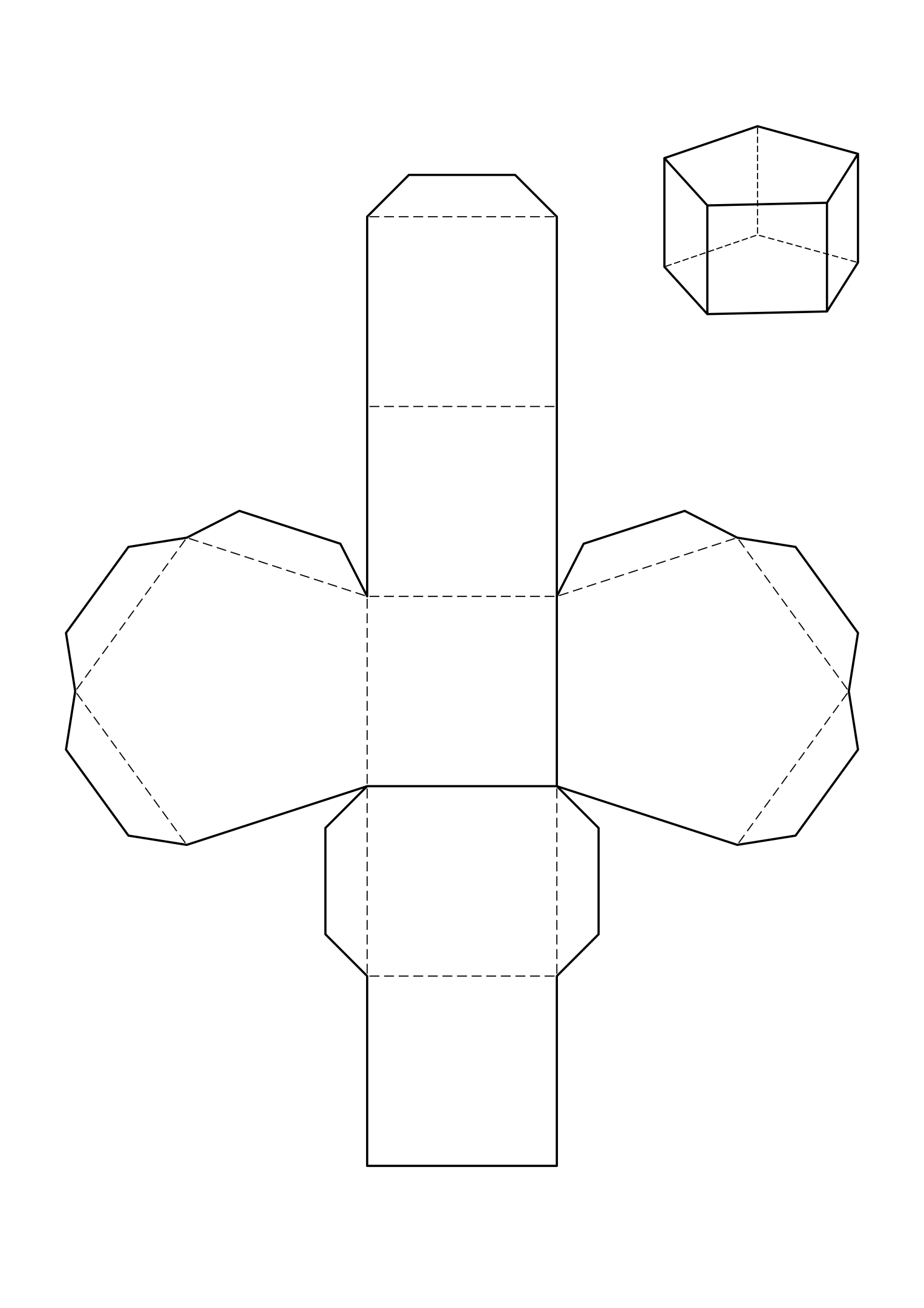 Pentagonal prism net: two pentagons joined by a ring of five squares.