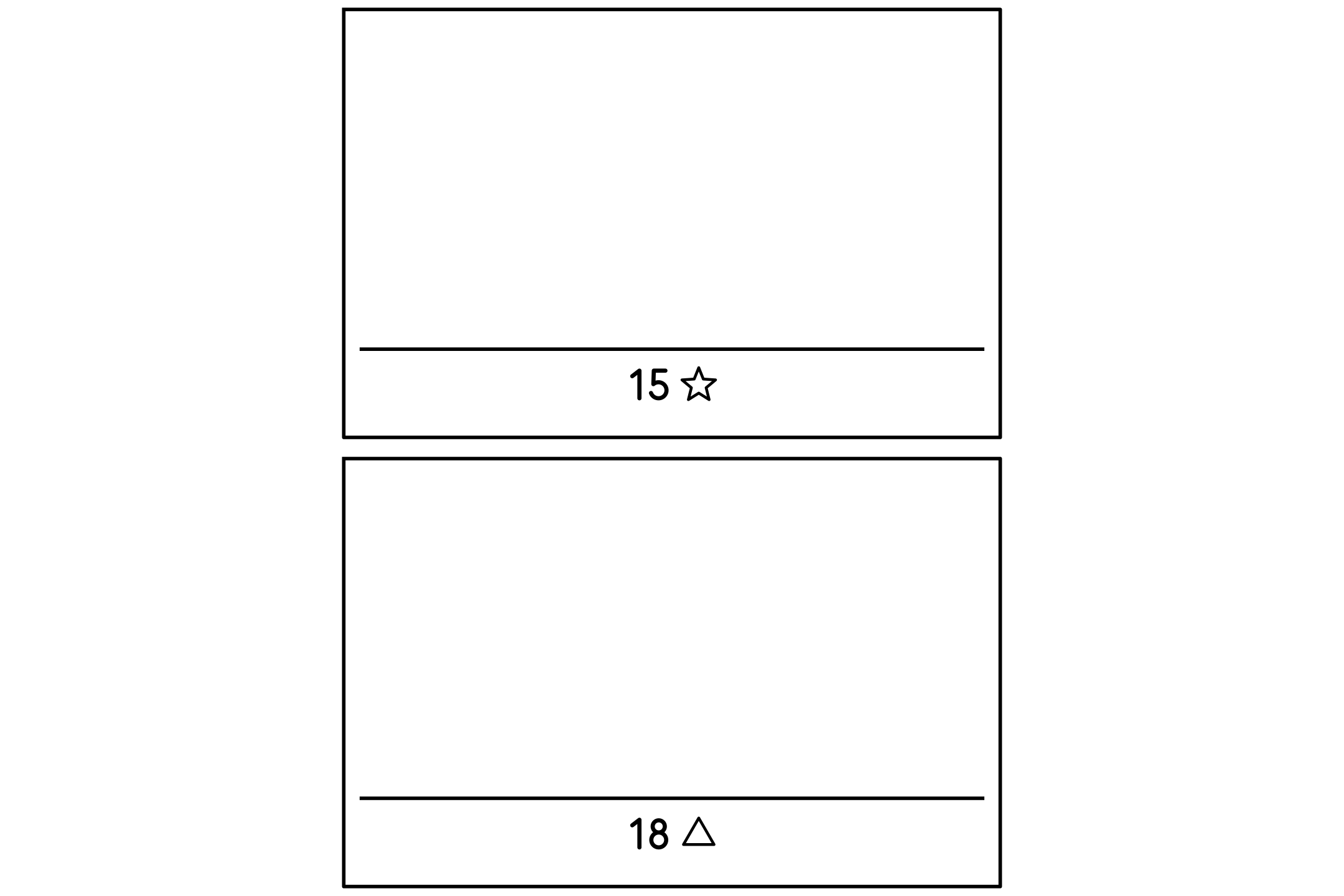 A worksheet asking for 8 to 20 shapes to be drawn above empty shelves.