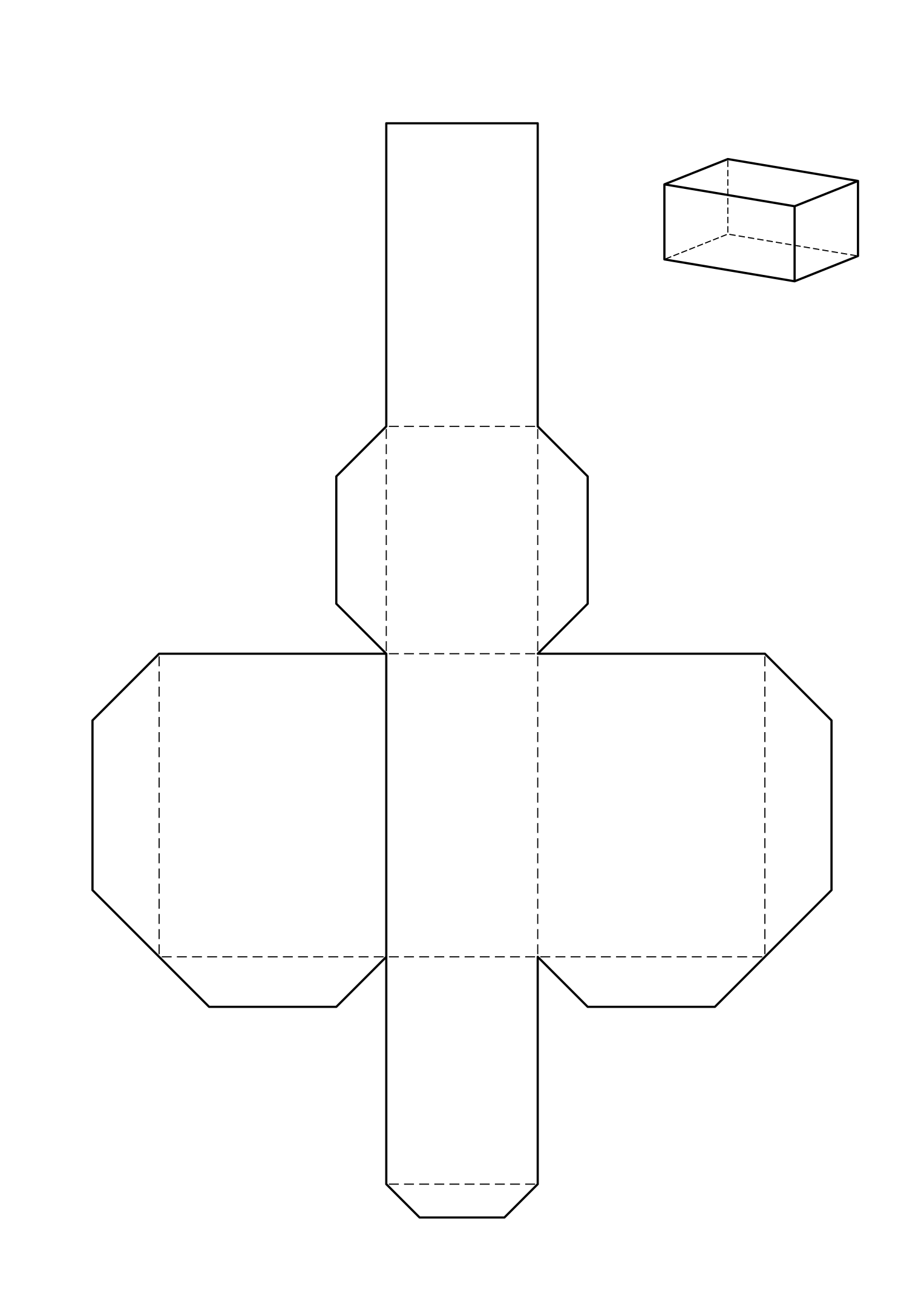 Rectangular prism net: a box of six rectangles, in three pairs of matching sizes.