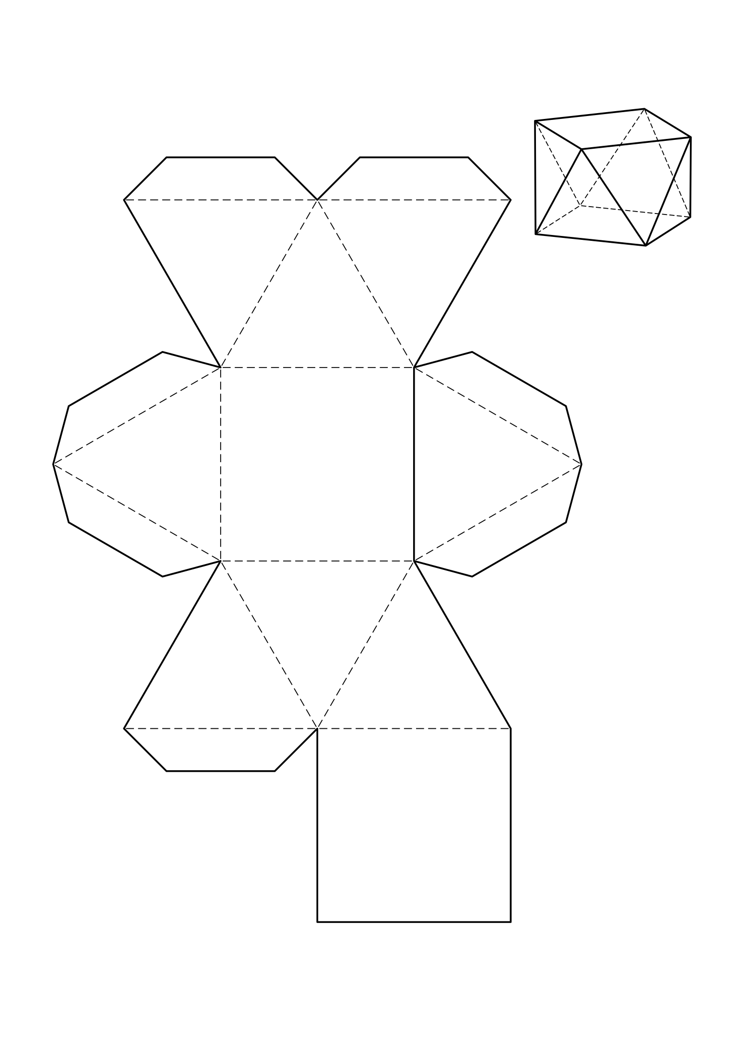 Square antiprism net: two squares, one turned against the other, linked by eight triangles.