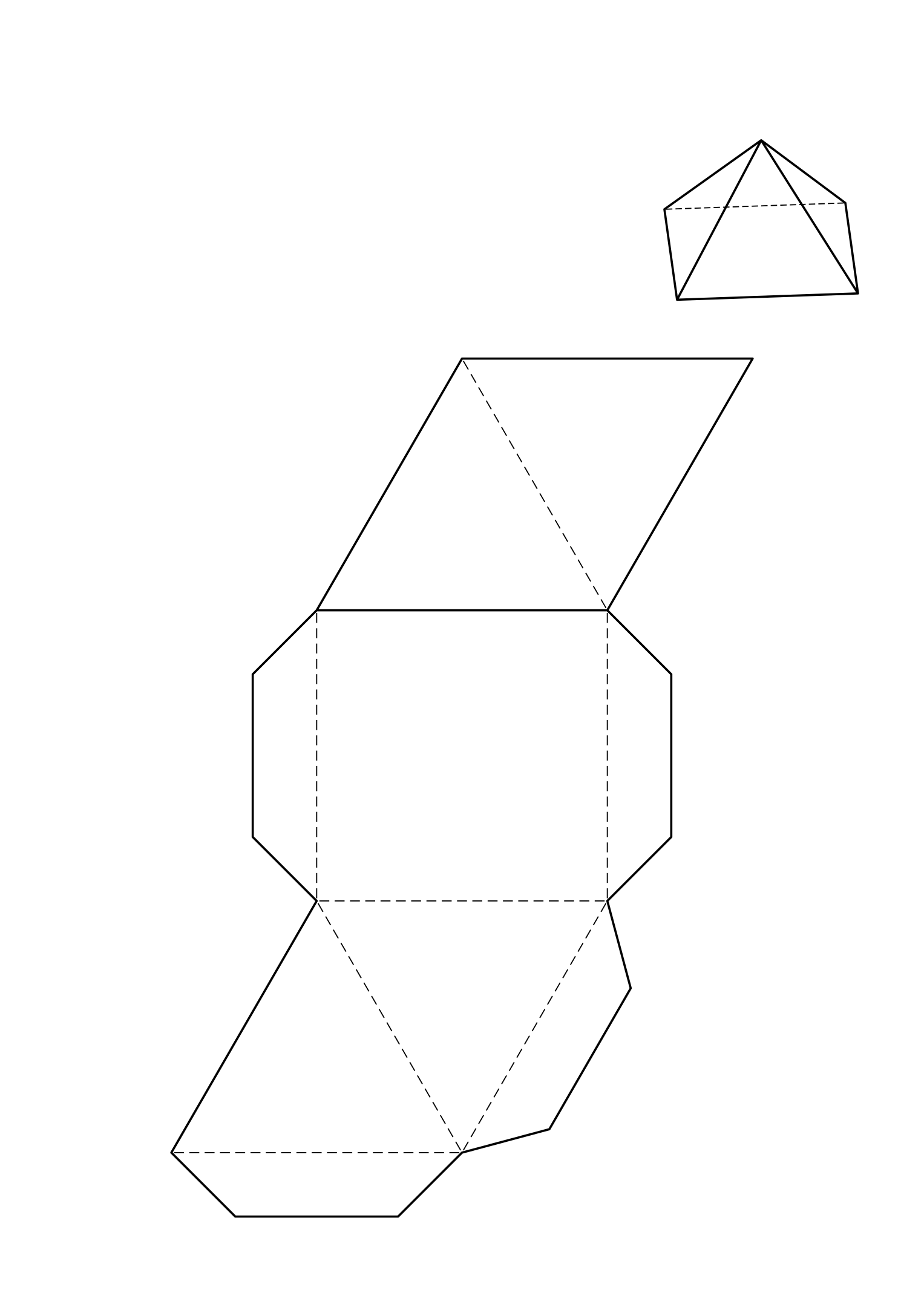 Square pyramid net: a square base and four equilateral triangles meeting at the apex.