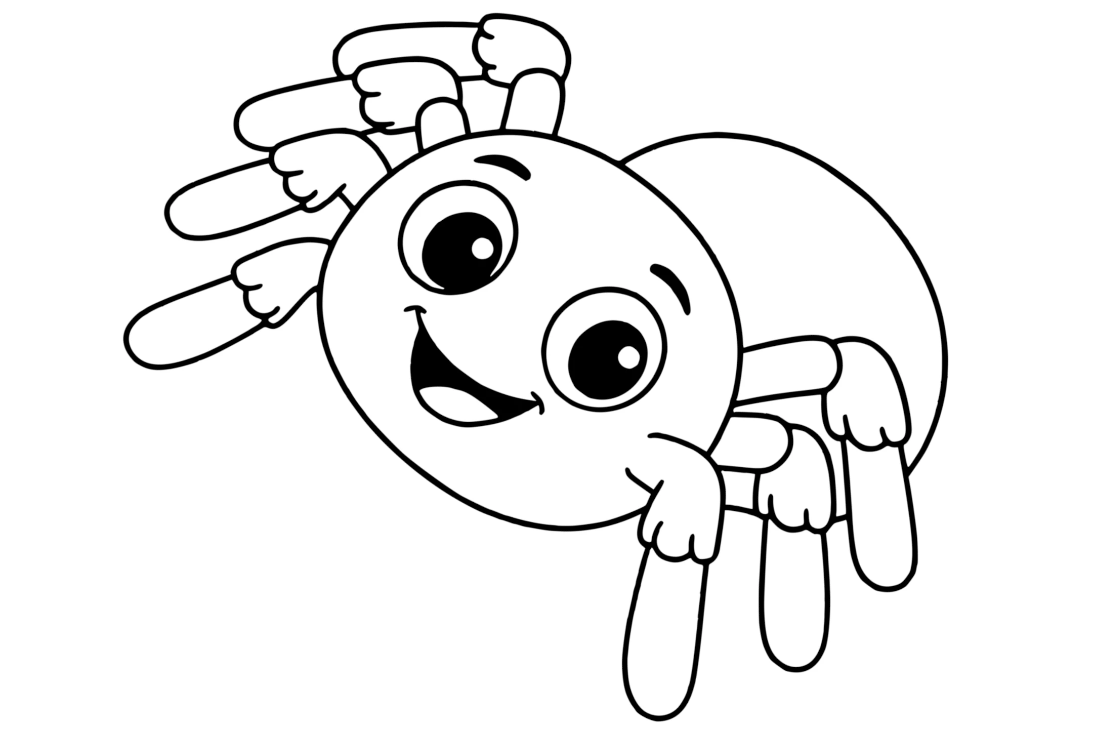 Tarantula with eight fluffy legs, large round eyes, and a big body.